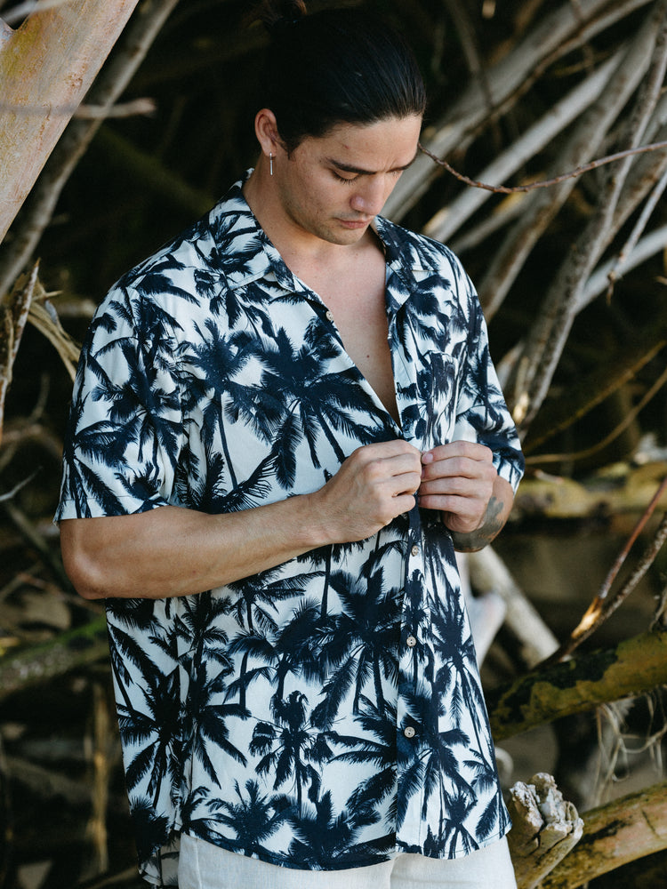 Black Palm Tree Hawaiian Shirt
