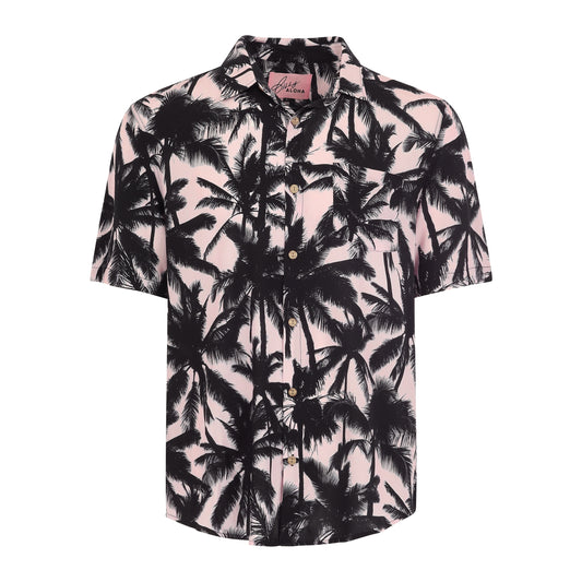 Men's Pink Palm Tree Printed Shirt
