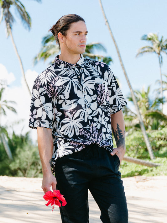 Bold Neon Hawaiian Print Shirt
